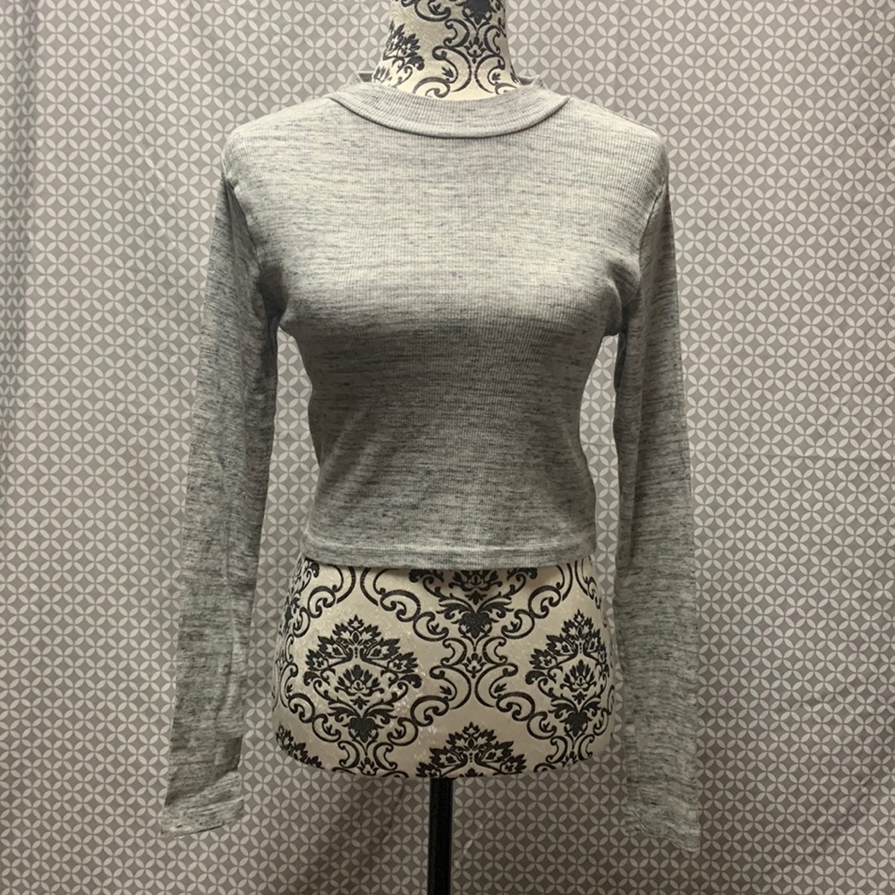H&M Womens Grey Basic Long Sleeve Selena Gomez Taylor Swift Ins Sweater Top Sm